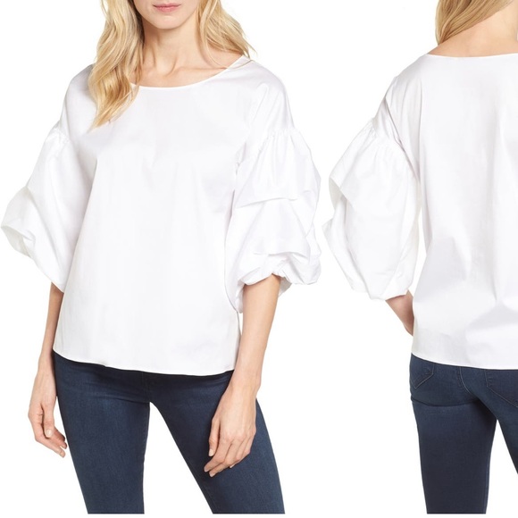 Halogen - BLOUSON SLEEVE WOVEN TOP - Picture 4 of 7